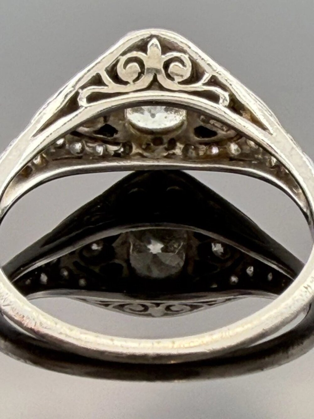 Art Deco Style Platinum Old European Cut Diamond Ring SI1 J Size 5.25 - Picture 4 of 8
